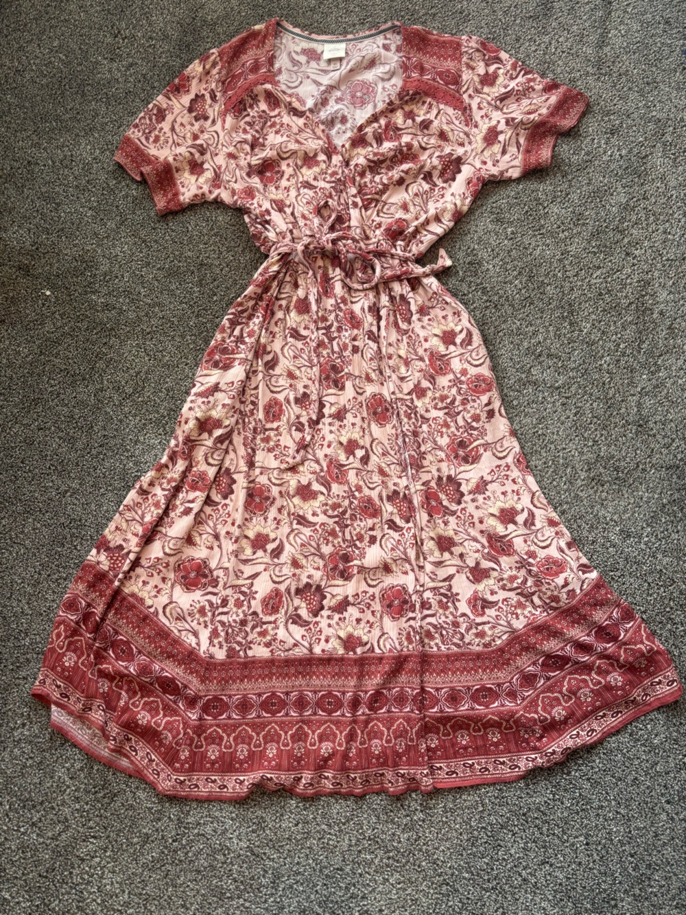 Knox Rose Rose-Red Floral Wrap dress with tie.